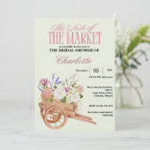 Fresh Off the Market Bridal Shower Floral Rustic Kaart (Staand voorkant)