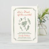 Fresh Off the Market Bridal Shower Invitation Kaart (Staand voorkant)