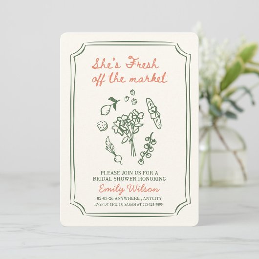 Fresh Off the Market Bridal Shower Invitation Kaart