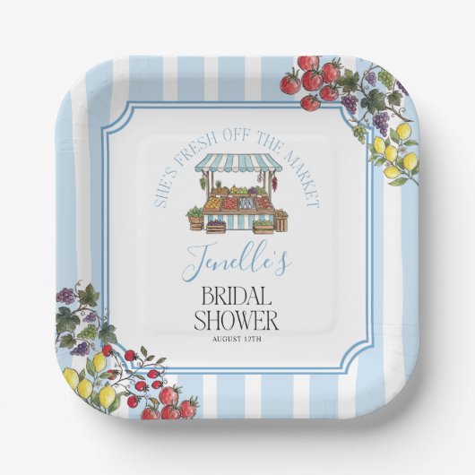 Fresh Off The Market Bridal Shower Papieren Bordje (Voorkant)