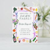 FRESH OFF THE MARKET Bridal Shower Recipe Request Informatiekaartje (Staand voorkant)