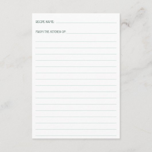 FRESH OFF THE MARKET Bridal Shower Recipe Request Informatiekaartje (Achterkant)