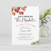 Fresh Off the Market Bridal Shower Strawberry Red Kaart (Staand voorkant)