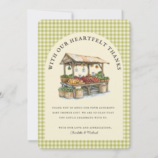 Fresh Off the Market Bridal Shower Thank You Card  Kaart (Voorkant)