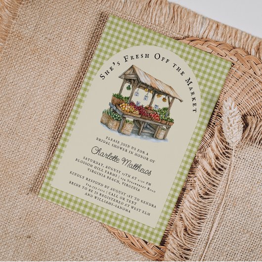 Fresh Off the Market Bridal Shower Uitnodiging
