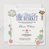 Fresh Off the Market Bridal Shower Whimsical Drawn Kaart (Voorkant)