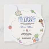 Fresh Off the Market Bridal Shower Whimsical Drawn Kaart (Voorkant)