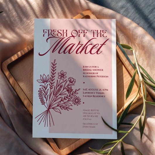 “Fresh Off the Market” Bruidsfeest Uitnodiging