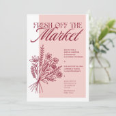 “Fresh Off the Market” Bruidsfeest Uitnodiging (Staand voorkant)