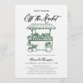 Fresh Off the Market Calligraphy Bridal Shower Kaart (Voorkant)