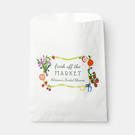 FRESH OFF THE MARKET Cute Custom Bridal Shower Bedankzakje (Voorkant)