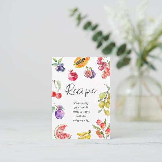 Fresh Off The Market Fruits Bridal Shower Recipe Informatiekaartje (Staand voorkant)