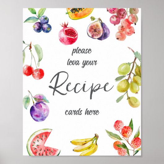Fresh Off The Market Fruits Bridal Shower Recipe Poster (Voorkant)