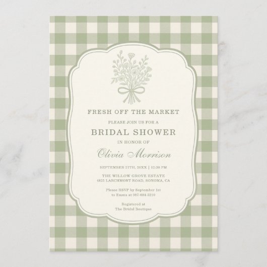 Fresh Off the Market Gingham QR Code Kaart (Voorkant)