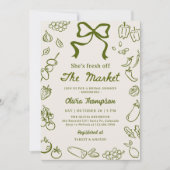 Fresh Off the Market Hand Drawn Bridal Shower Kaart (Voorkant)