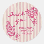 Fresh Off The Market Hand Drawn Bridal Shower Ronde Sticker (Voorkant)