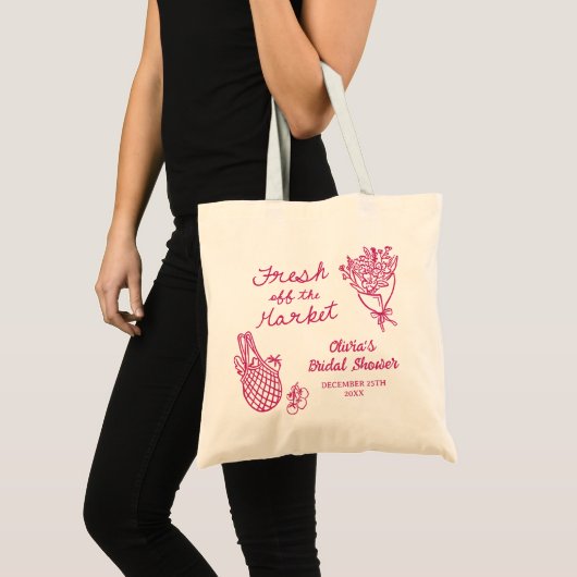 Fresh Off The Market Hand Drawn Bridal Shower Tote Bag (Voorkant (product))