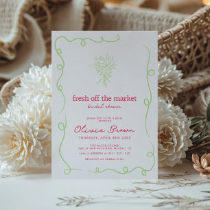 Fresh Off the Market Hand getrokken Vrijgezellenfe Kaart