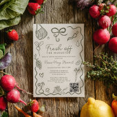 Fresh Off the Market HandDrawn Whimsical QR Bridal Kaart