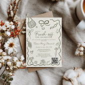 Fresh Off the Market HandDrawn Whimsical QR Bridal Kaart