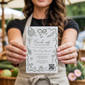 Fresh Off the Market HandDrawn Whimsical QR Bridal Kaart