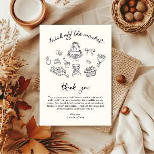 Fresh Off the Market Handgetekende Vrijgezellenfee Bedankkaart