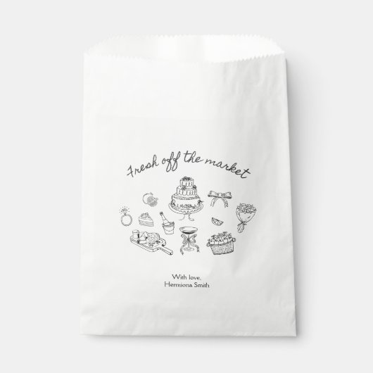 Fresh Off the Market Handgetekende Vrijgezellenfee Bedankzakje (Voorkant)