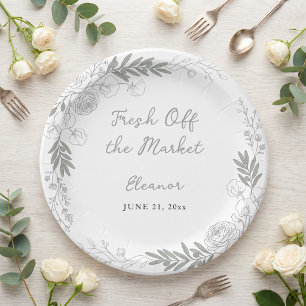 Fresh Off The Market Lijn Kunst Roze Bruid Papieren Bordje