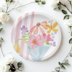 Fresh Off the Market Pink Stripes Waterverf Papieren Bordje