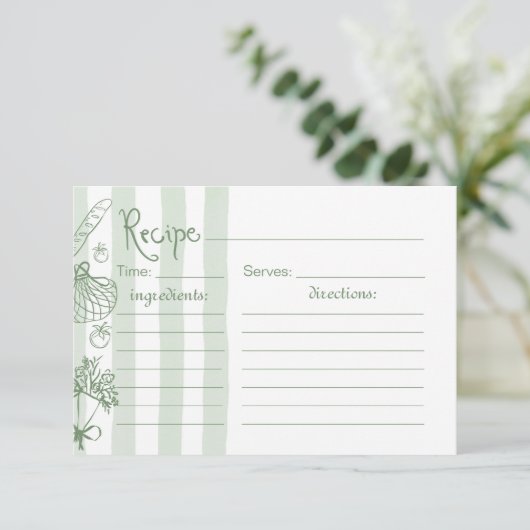 Fresh Off the Market Sage groene Bruids Recept Kaa Kaart (Staand voorkant)