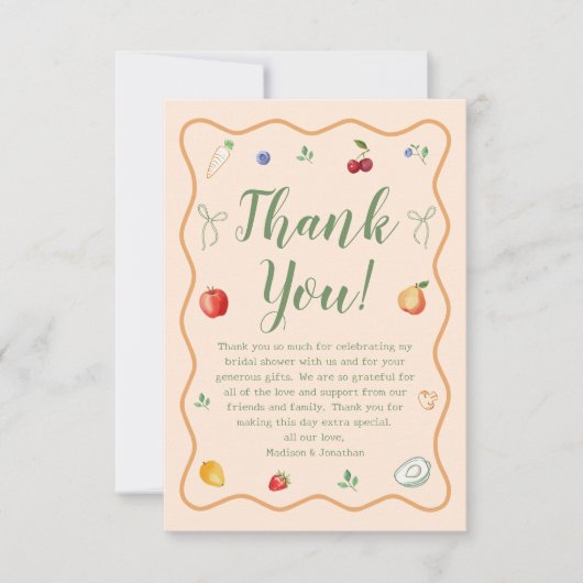 Fresh Off the Market Vrijgezellenfeest Bedankkaart (Voorkant)