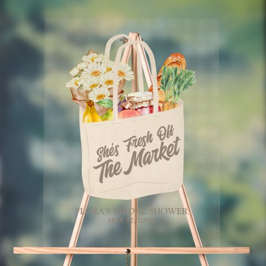 Fresh Off the Market Vrijgezellenfeest Welkomstbor Acryl Bord (Neutraal)