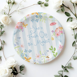 Fresh Off the Market Wildflower Stripes Waterverf Papieren Bordje