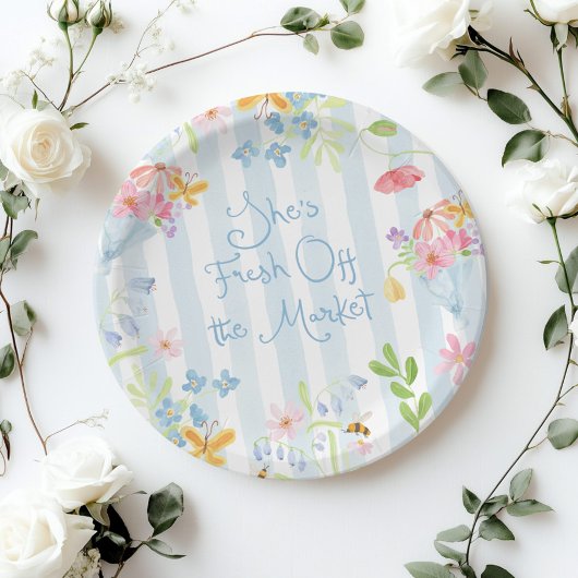 Fresh Off the Market Wildflower Stripes Waterverf Papieren Bordje