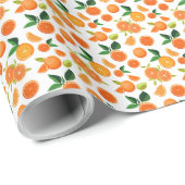 Fresh Orange Citrus Pattern Gift Wrap Paper Cadeaupapier (Rol Hoek)