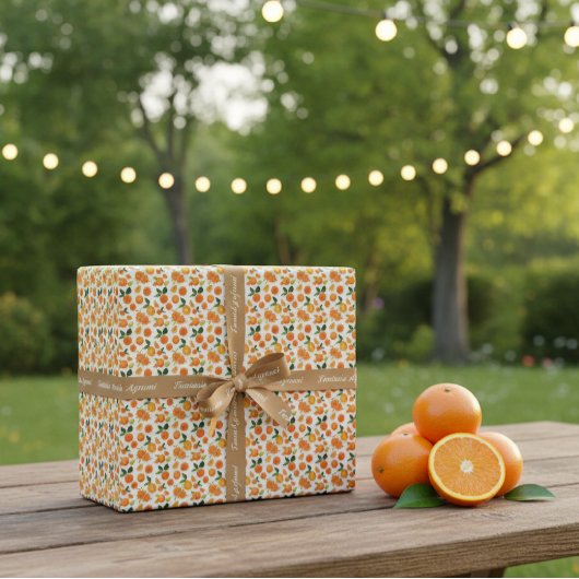 Fresh Orange Citrus Pattern Gift Wrap Paper Cadeaupapier