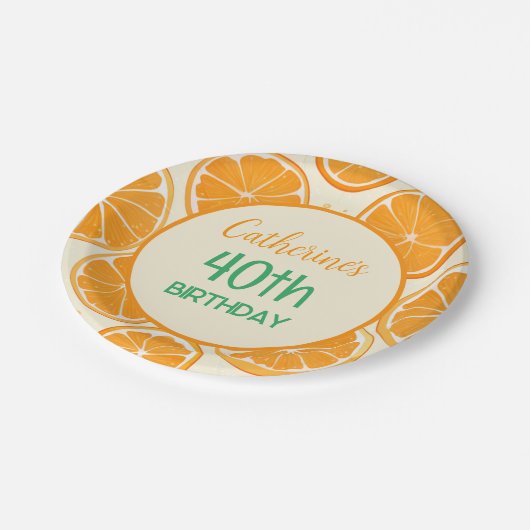 Fresh Orange Slice Pattern – Bright Citrus Fruit Papieren Bordje (Gekanteld)