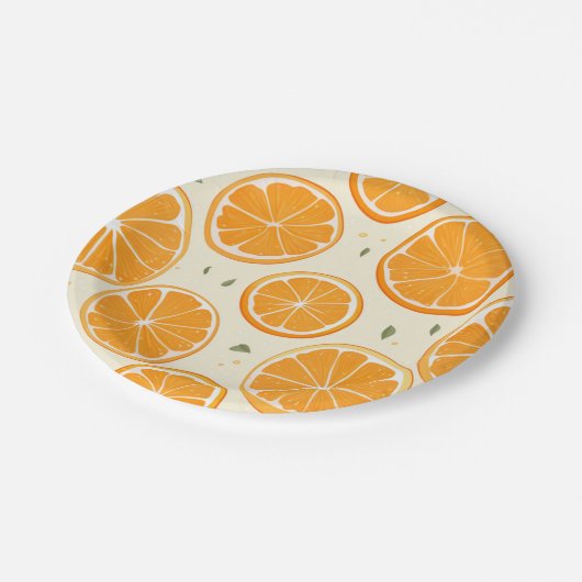 Fresh Orange Slice Pattern – Bright Citrus Fruit Papieren Bordje (Gekanteld)