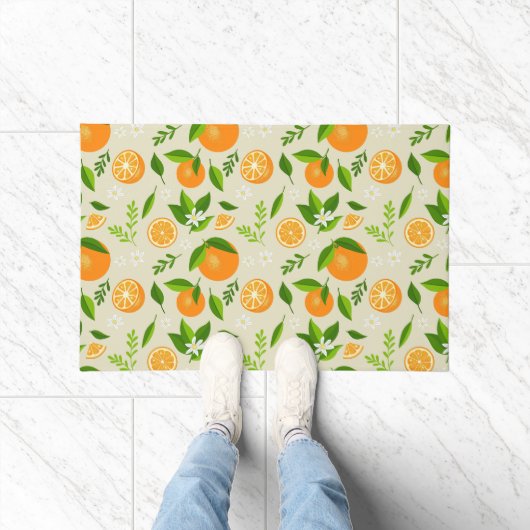 Fresh oranges with flowers and leaves deurmat (Binnen)