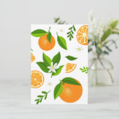 Fresh oranges with flowers and leaves kaart (Staand voorkant)