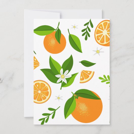 Fresh oranges with flowers and leaves kaart (Voorkant)