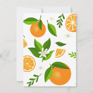 Fresh oranges with flowers and leaves kaart