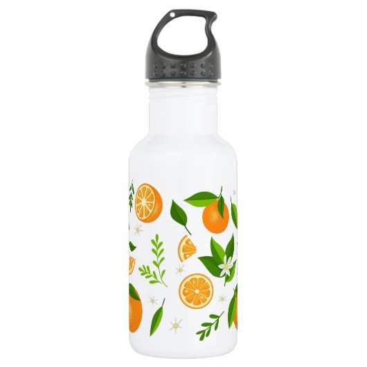 Fresh oranges with flowers and leaves waterfles (Voorkant)