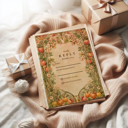 Fresh Orchard Botanical Wedding RSVP Kaartje