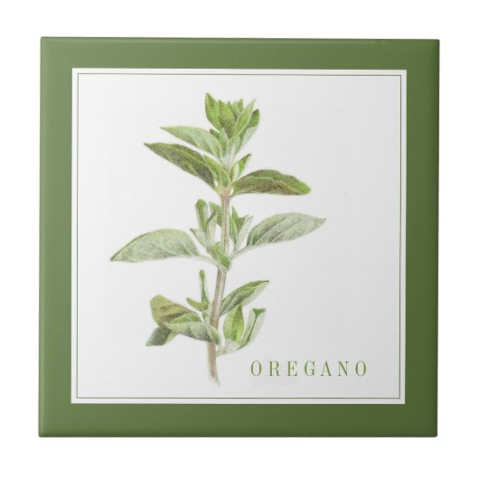 FRESH OREGANO 4.25 Keramische Tegel (+tekst) Groen Tegeltje (Voorkant)