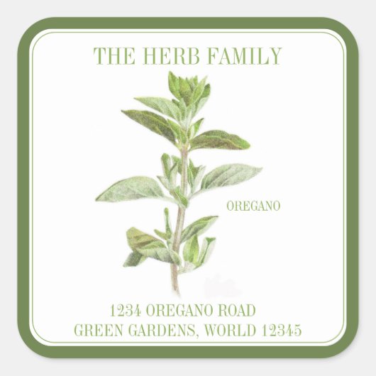 FRESH OREGANO Grote Vierkante Envelop Afdichtingen Vierkante Sticker (Voorkant)