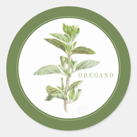 FRESH OREGANO Kleine ronde Stickers (+tekst) Groen (Voorkant)