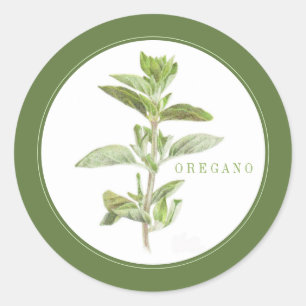 FRESH OREGANO Kleine ronde Stickers (+tekst) Groen