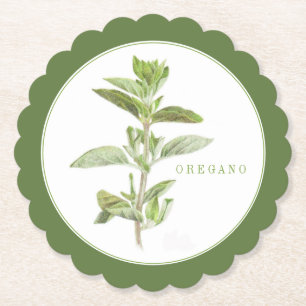 FRESH OREGANO Scalloped Rond Onderzetter +tekst Gr