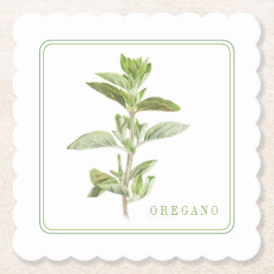 FRESH OREGANO Scalloped Square Onderzetters (+teks